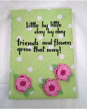 Diary with Crochet Embellished Pink Flowers